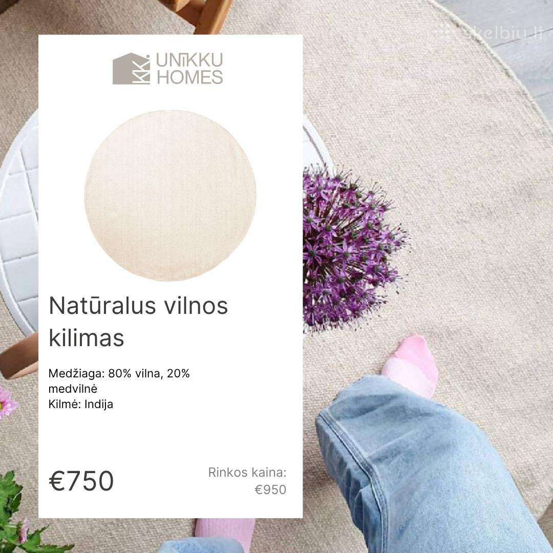 Natūtalus naujas vilnos kilimas 240 cm skersmens