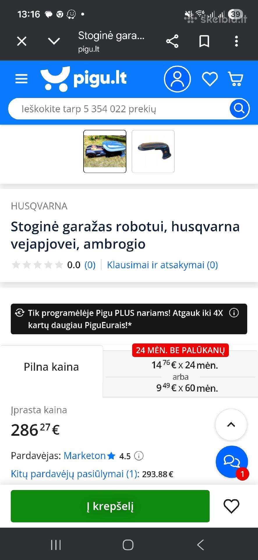 Originalus roboto zoliapjoves Ambrogio Zr garažas