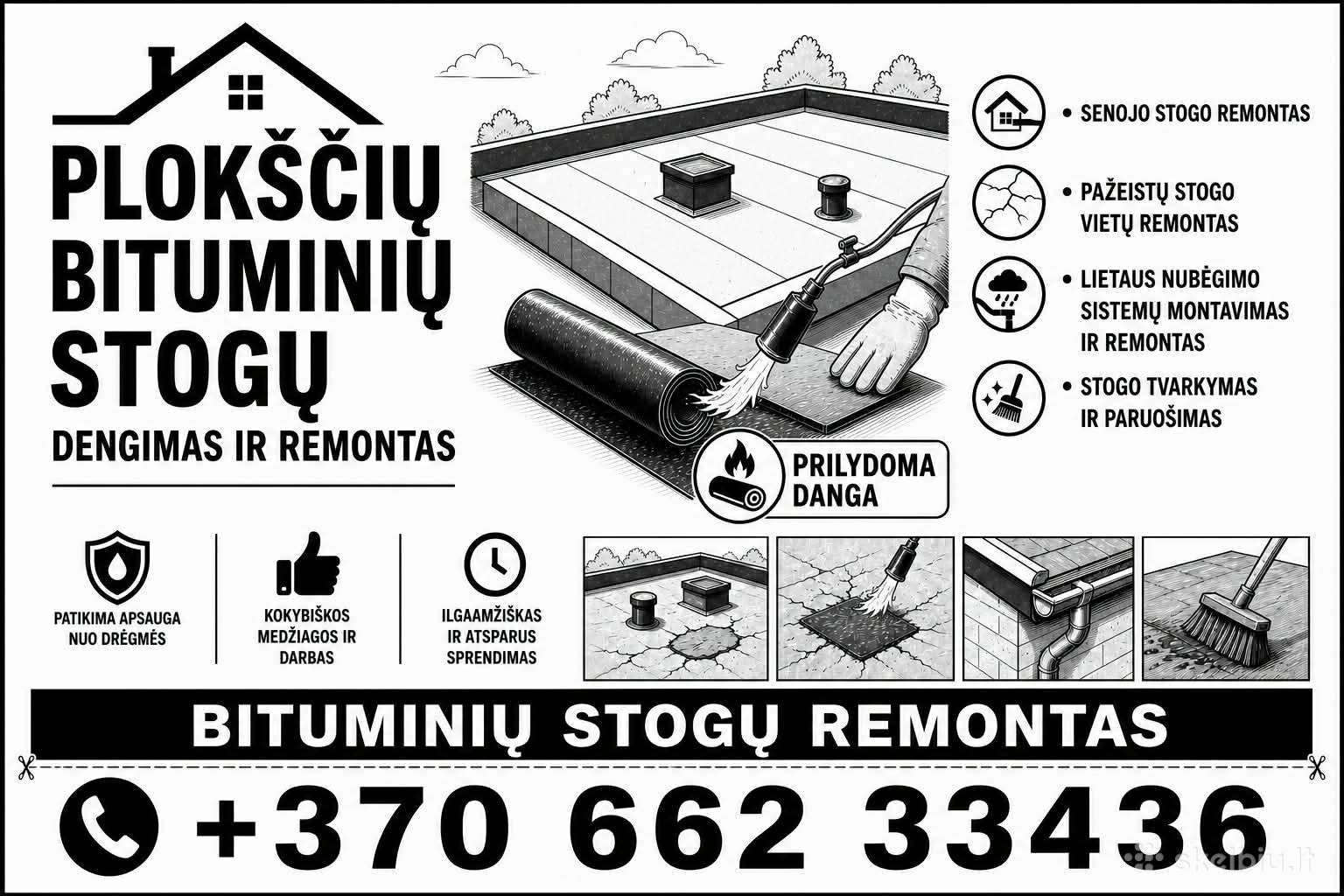 Plokščių Bituminių Stogu Dengimas Ir Remontas