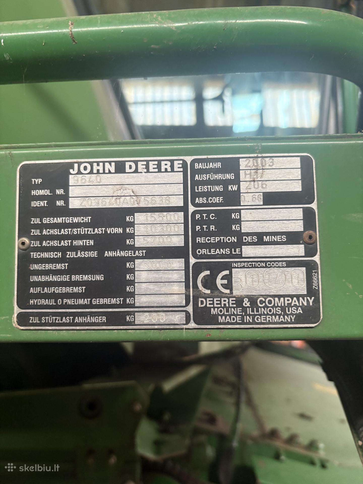 John Deere 9640, combine harvesters