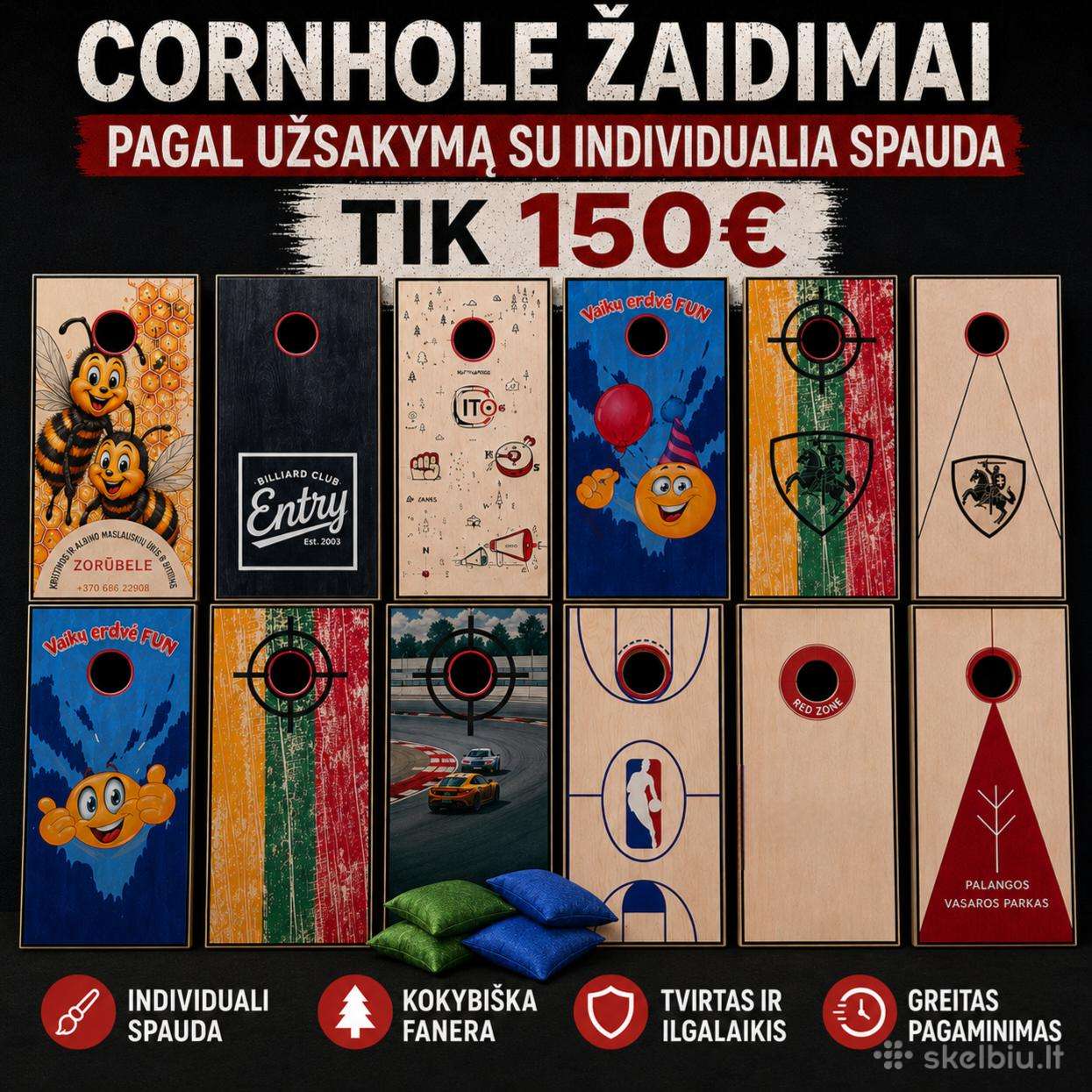 Cornhole Žaidimas su Jūsų pasirinkta spauda