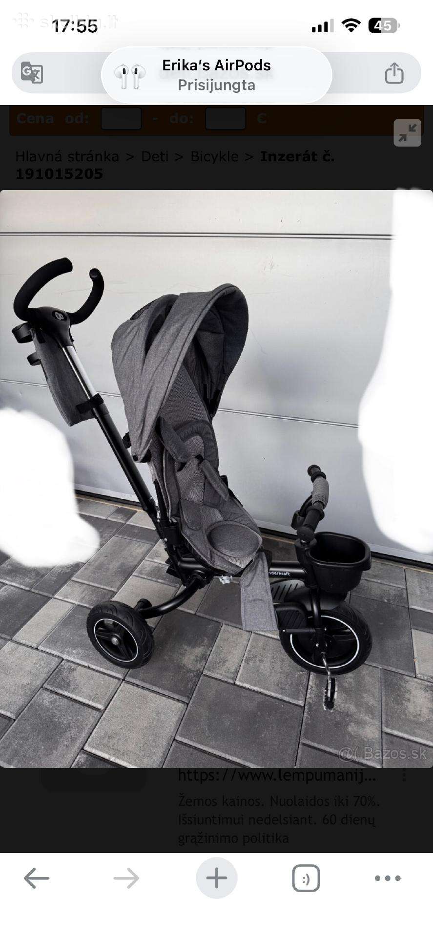 Kinderaft triratukas vežimėlis