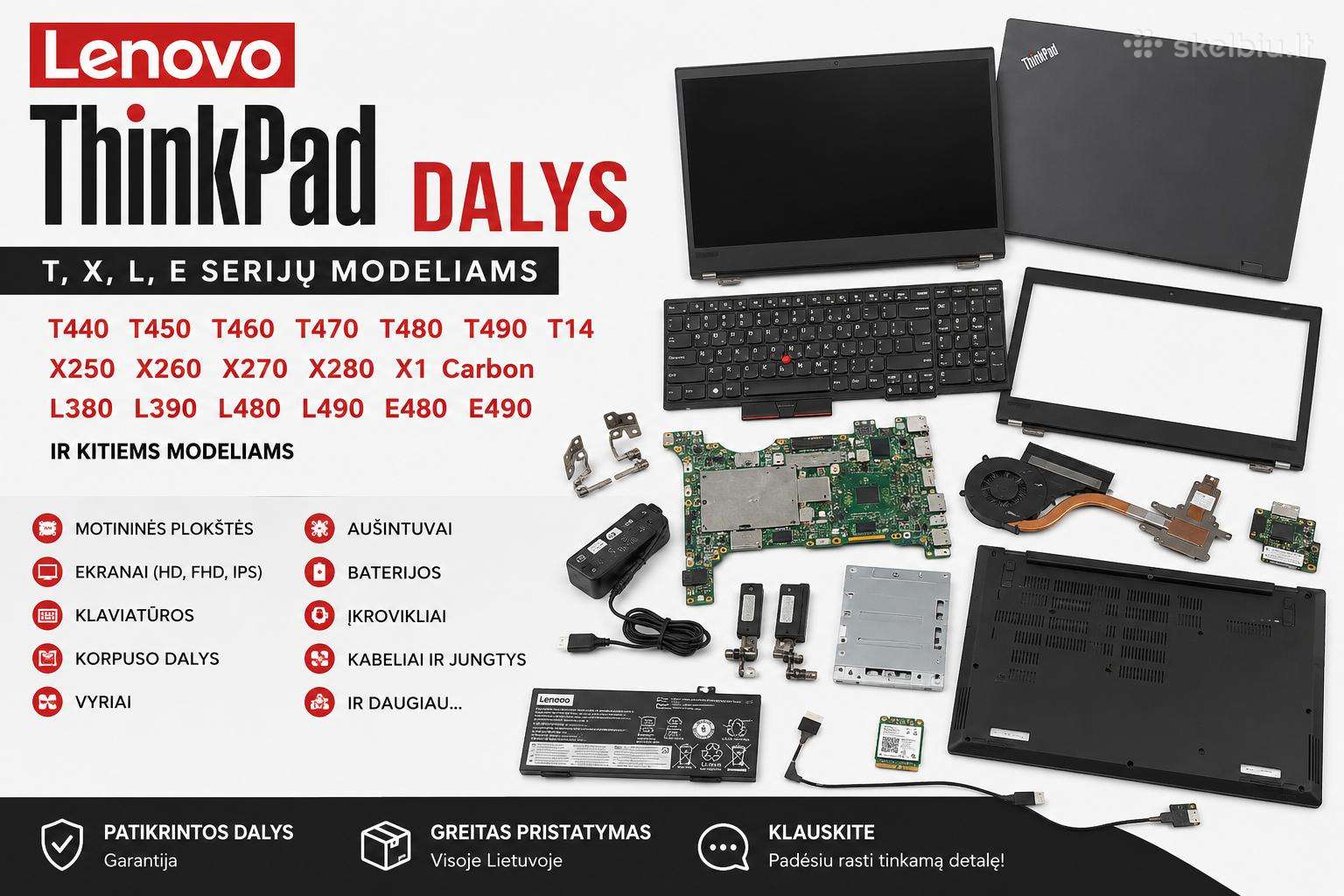 Lenovo Thinkpad nešiojamų kompiuterių dalys