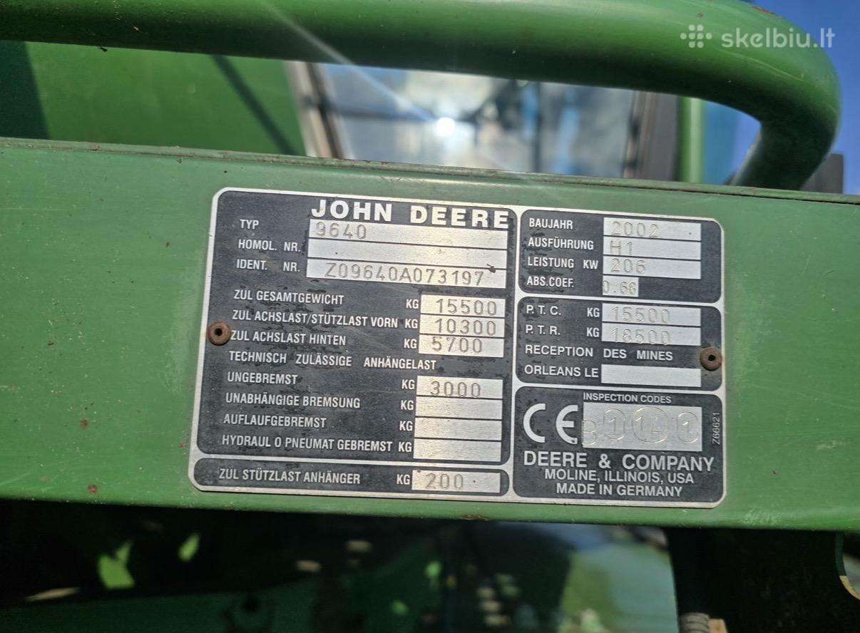 John Deere 9640, kombainai
