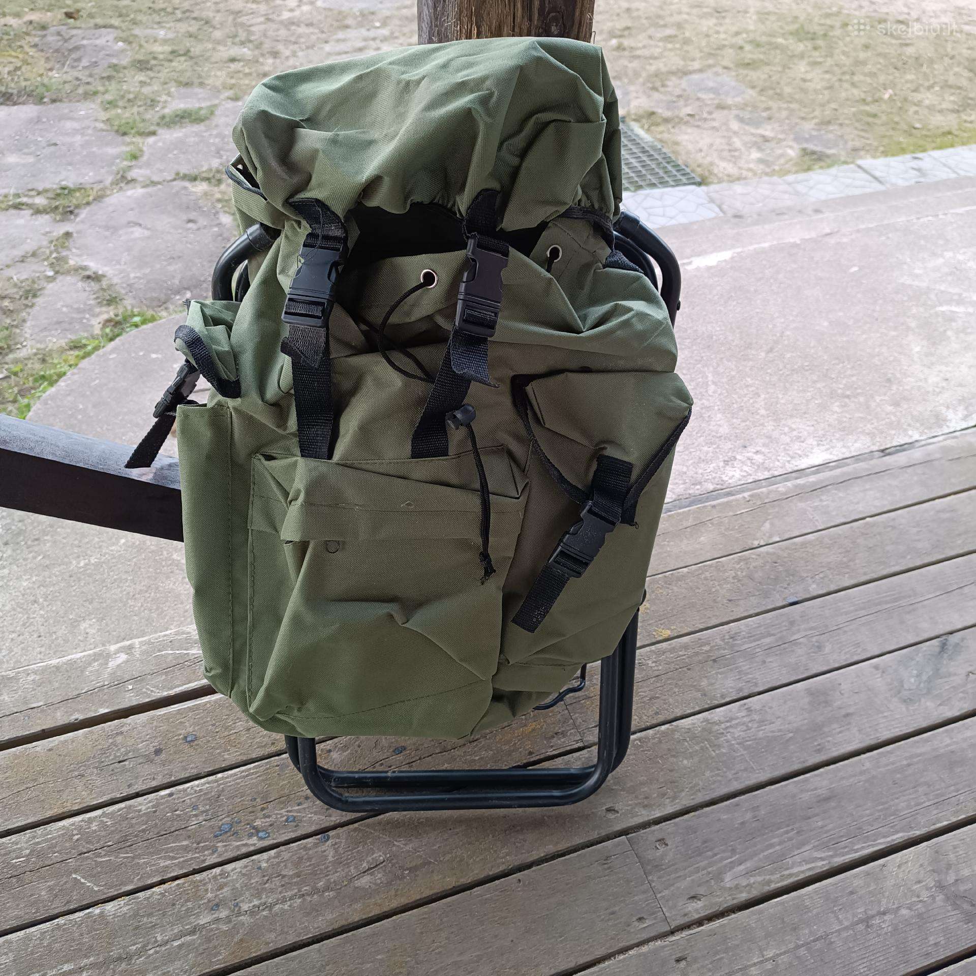 Žvejybos Kėdė - kuprinė, kėdės ir visa kita.