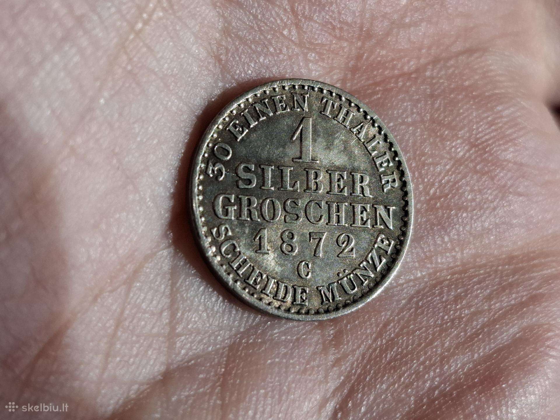 Prūsija 1 groschen 1872 sidabras