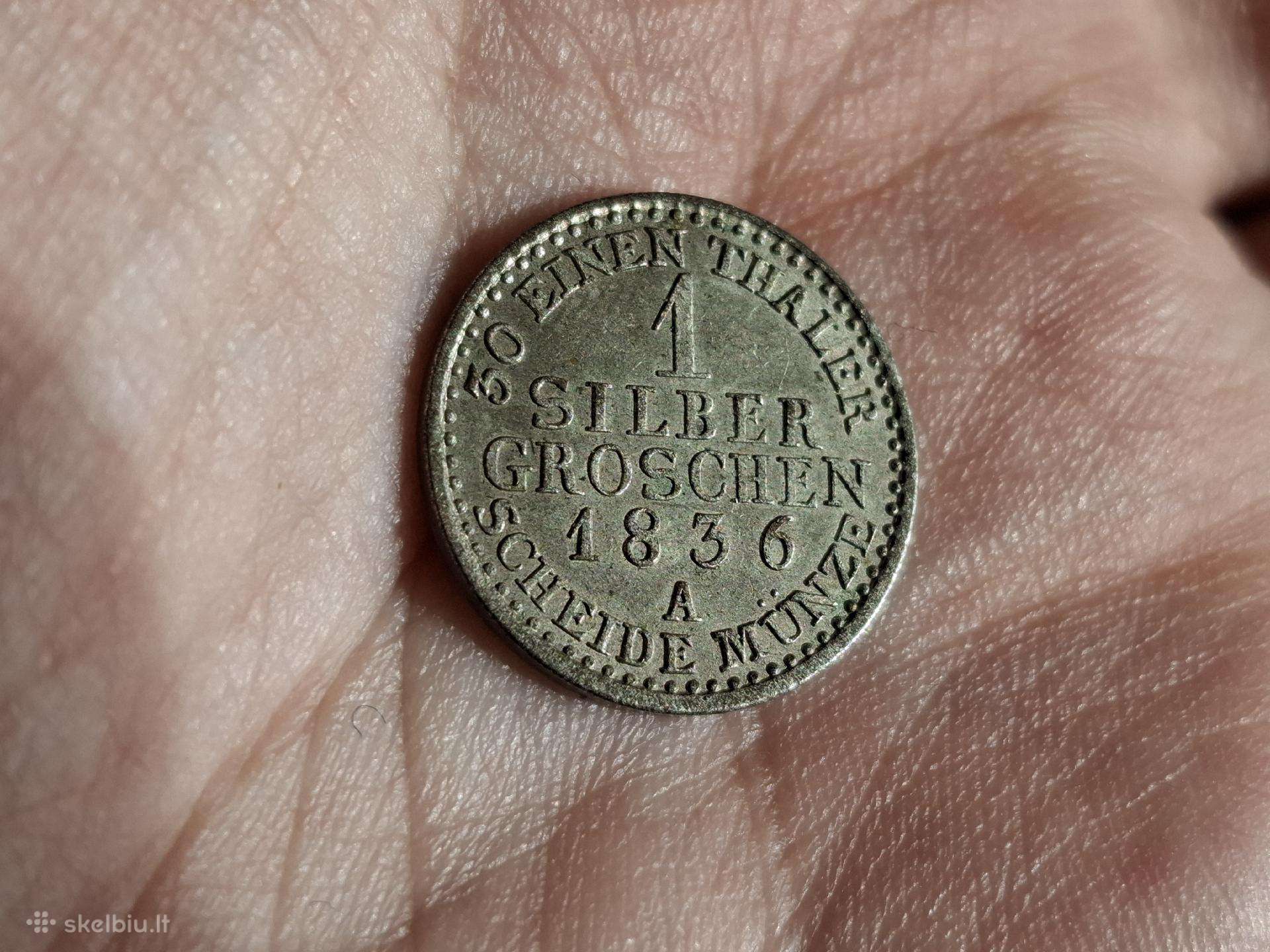 Prūsija 1 groschen 1836 sidabras