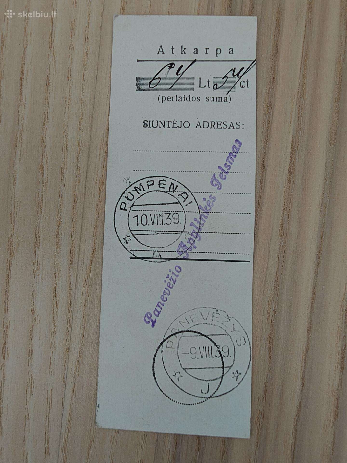 Panevėžio apylinkės teismo šaknelė. 1939