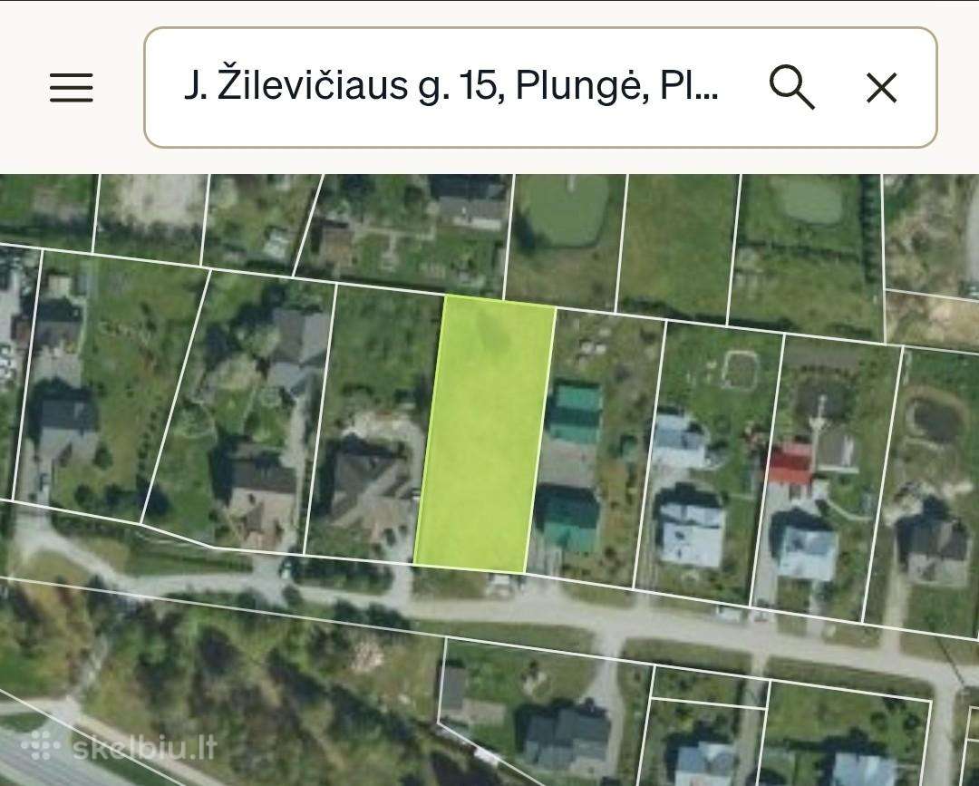 Sklypas su namo projektu Plunges mieste