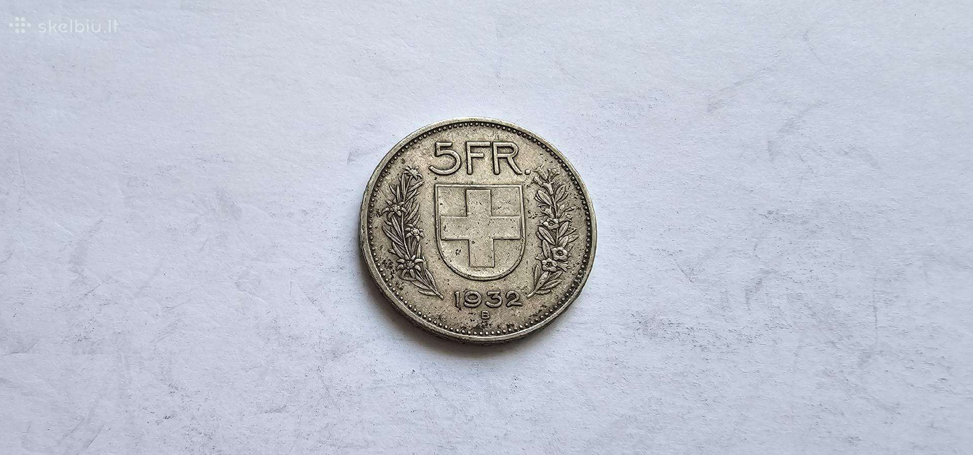 1932 5 frankai Sveicarija