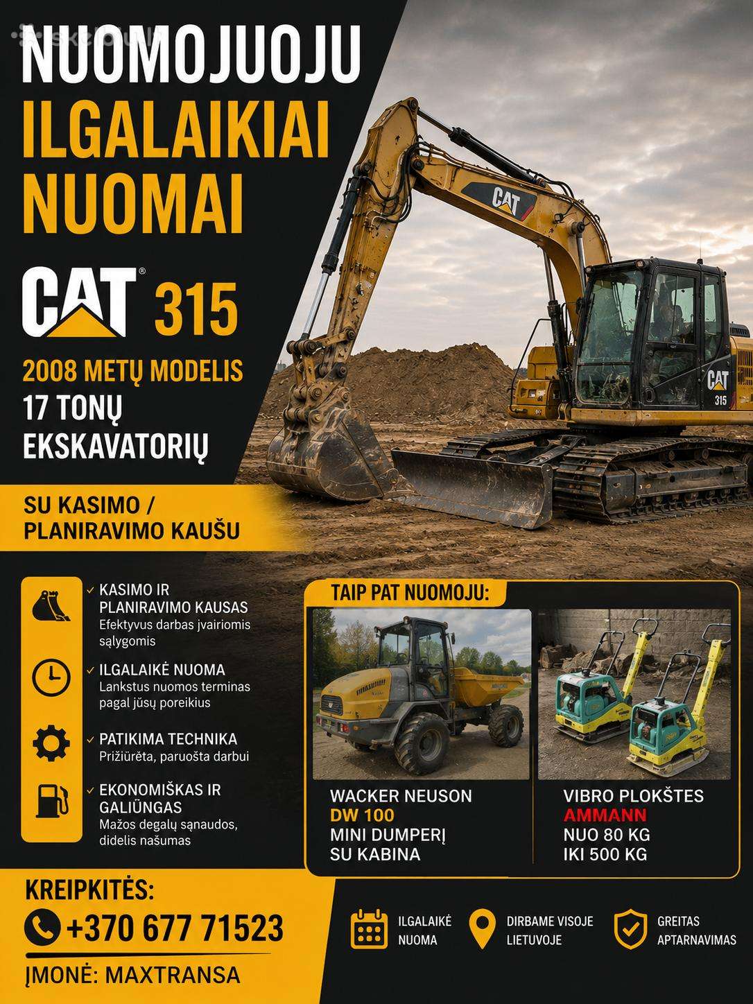 Cat 315cl, прокат строительного транспорта