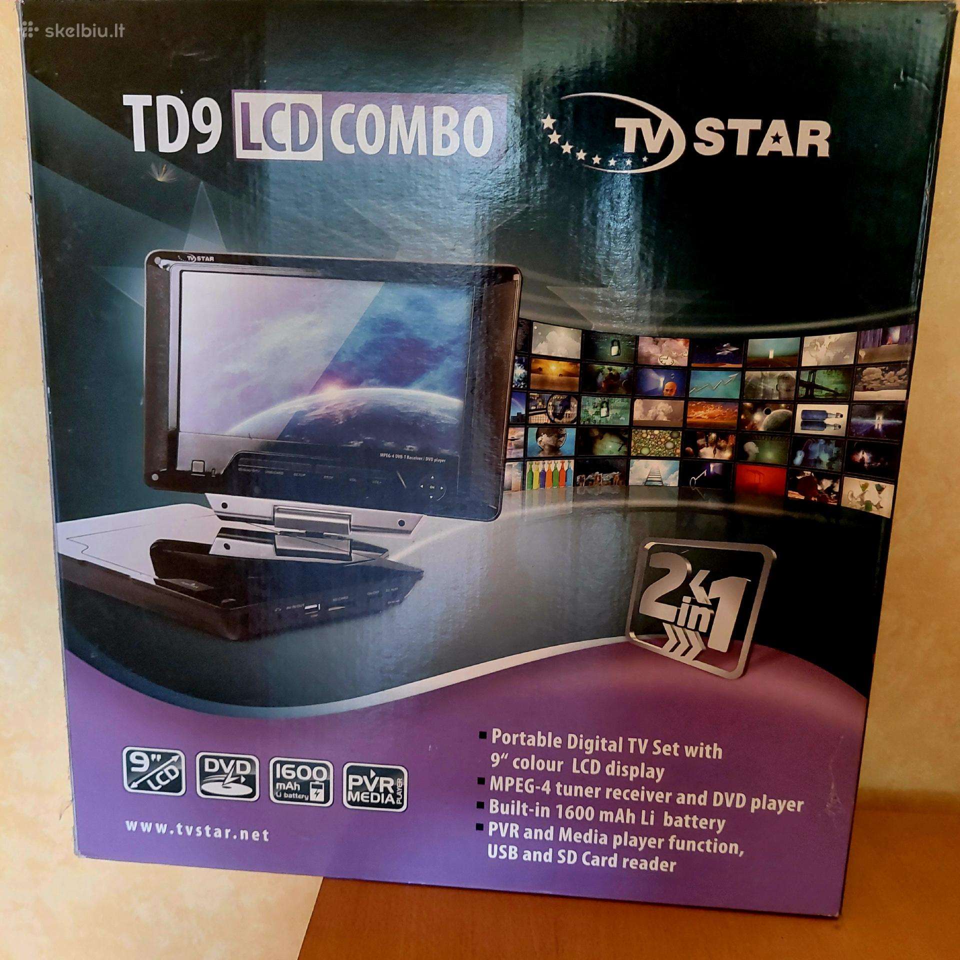 Nešiojamas 9 LCD TV Dvd CD Usb Sd