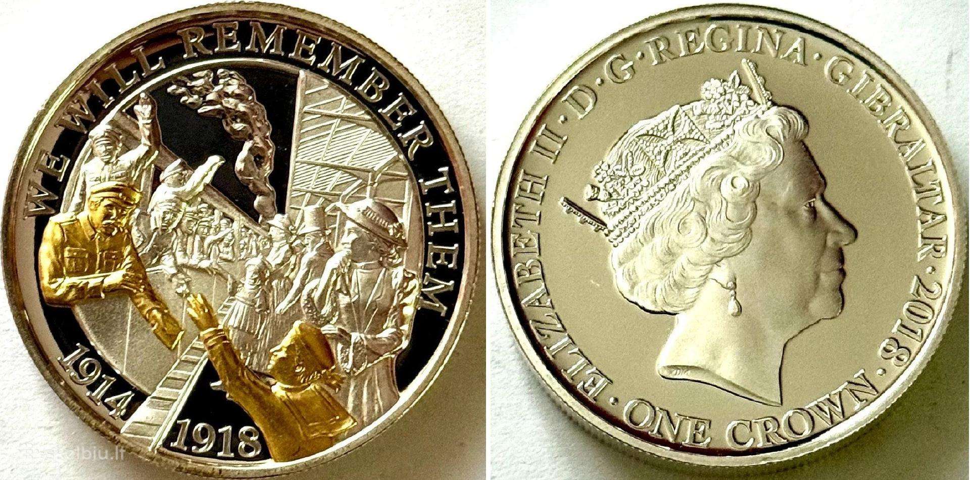 Gibraltaras 1 crown monetos