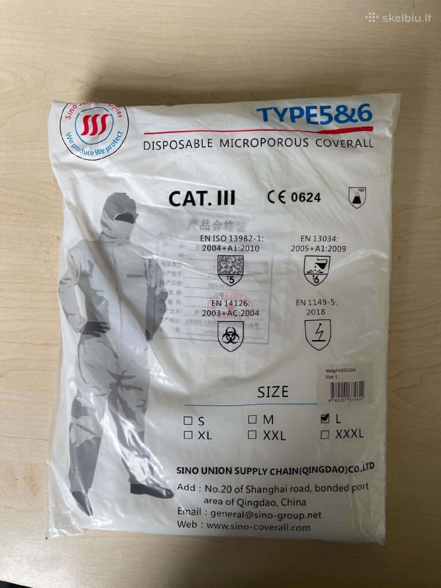 Vienkartiniai apsauginiai kombinezonai Type 5/6