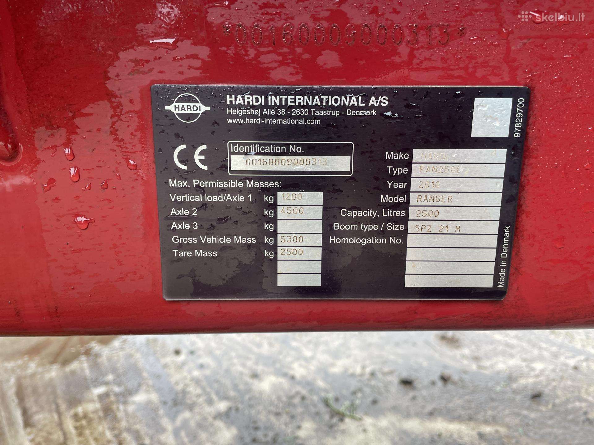 Hardi 2500, разбрызгиватели