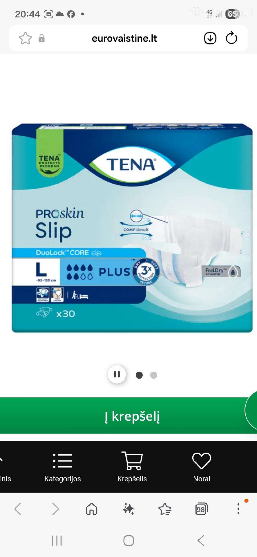 "Tena" sauskelnes suaugusiems L dydis