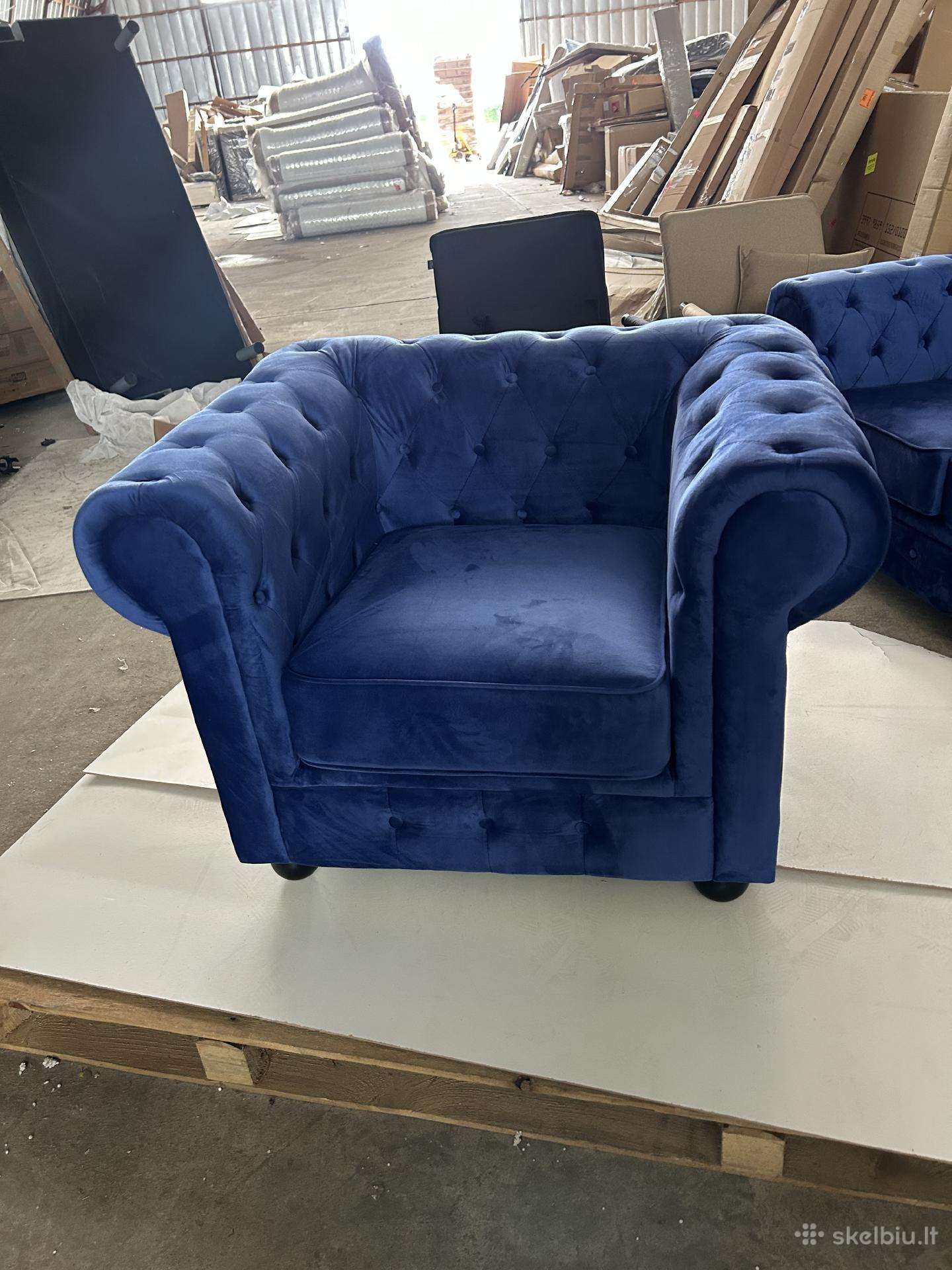 Nauji chesterfield baldai, sofa ir fotelis