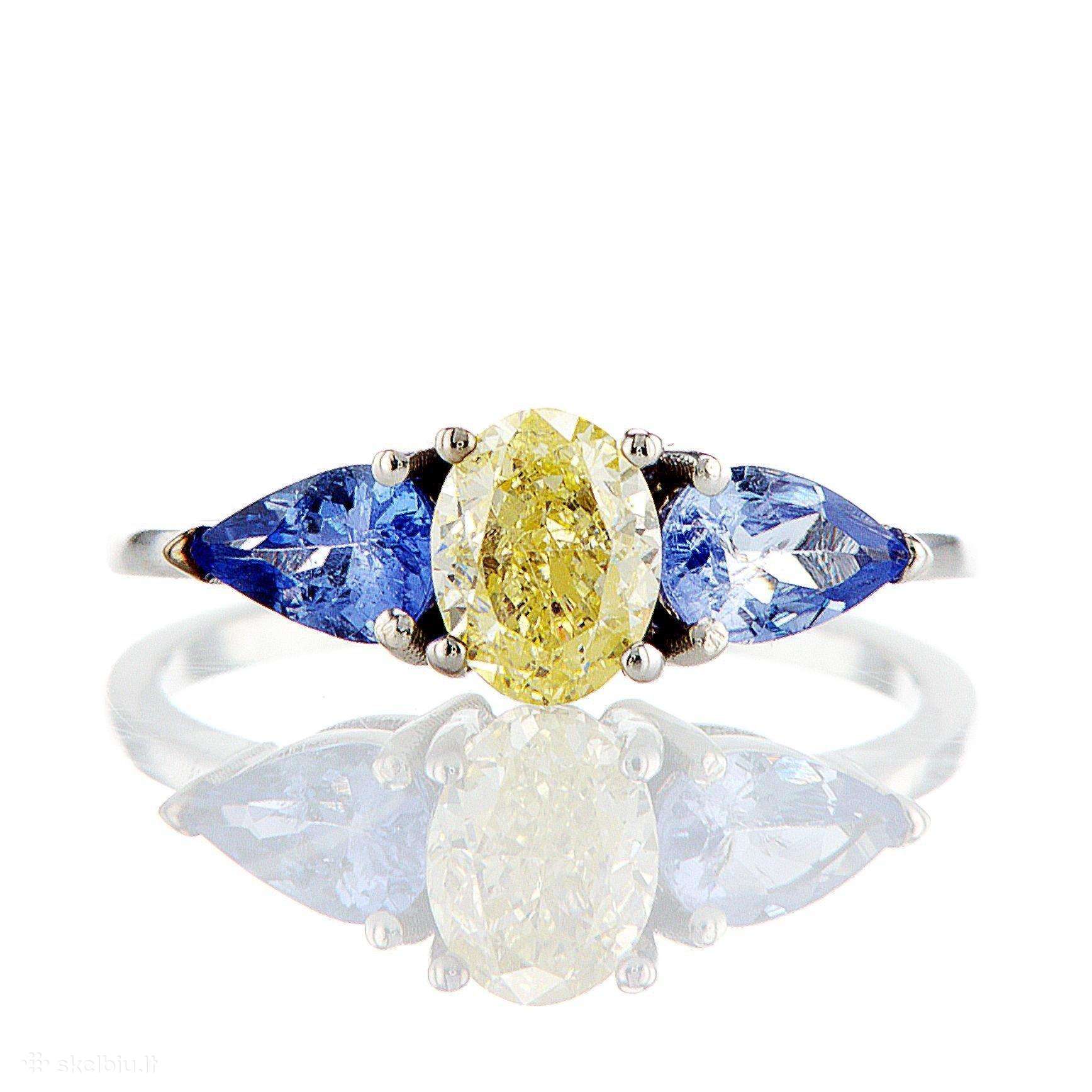 Žiedas su briliantu ir tanzanitais (1,87ct)