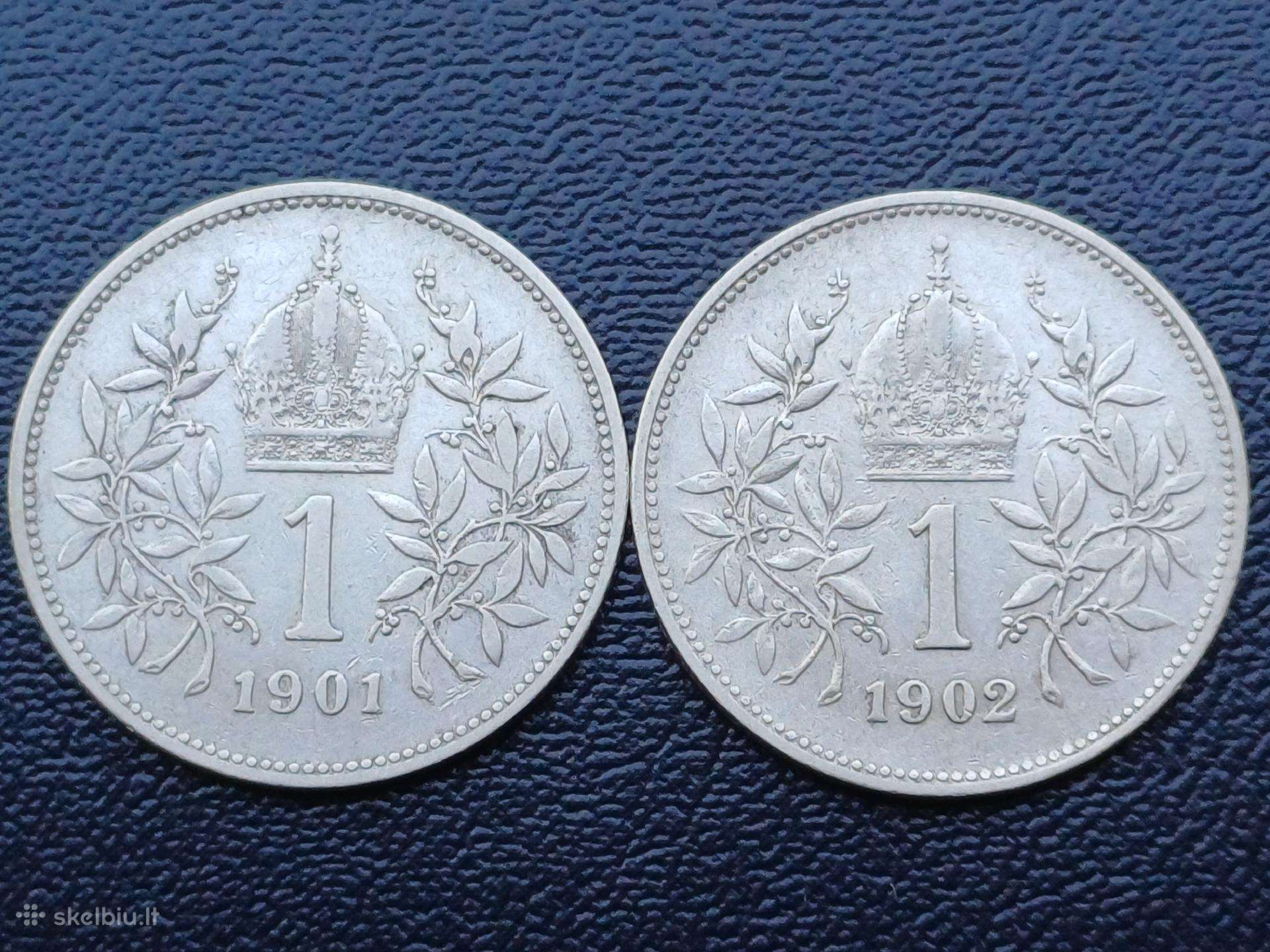 1 krona 1901,1902m. Austrija sidabras