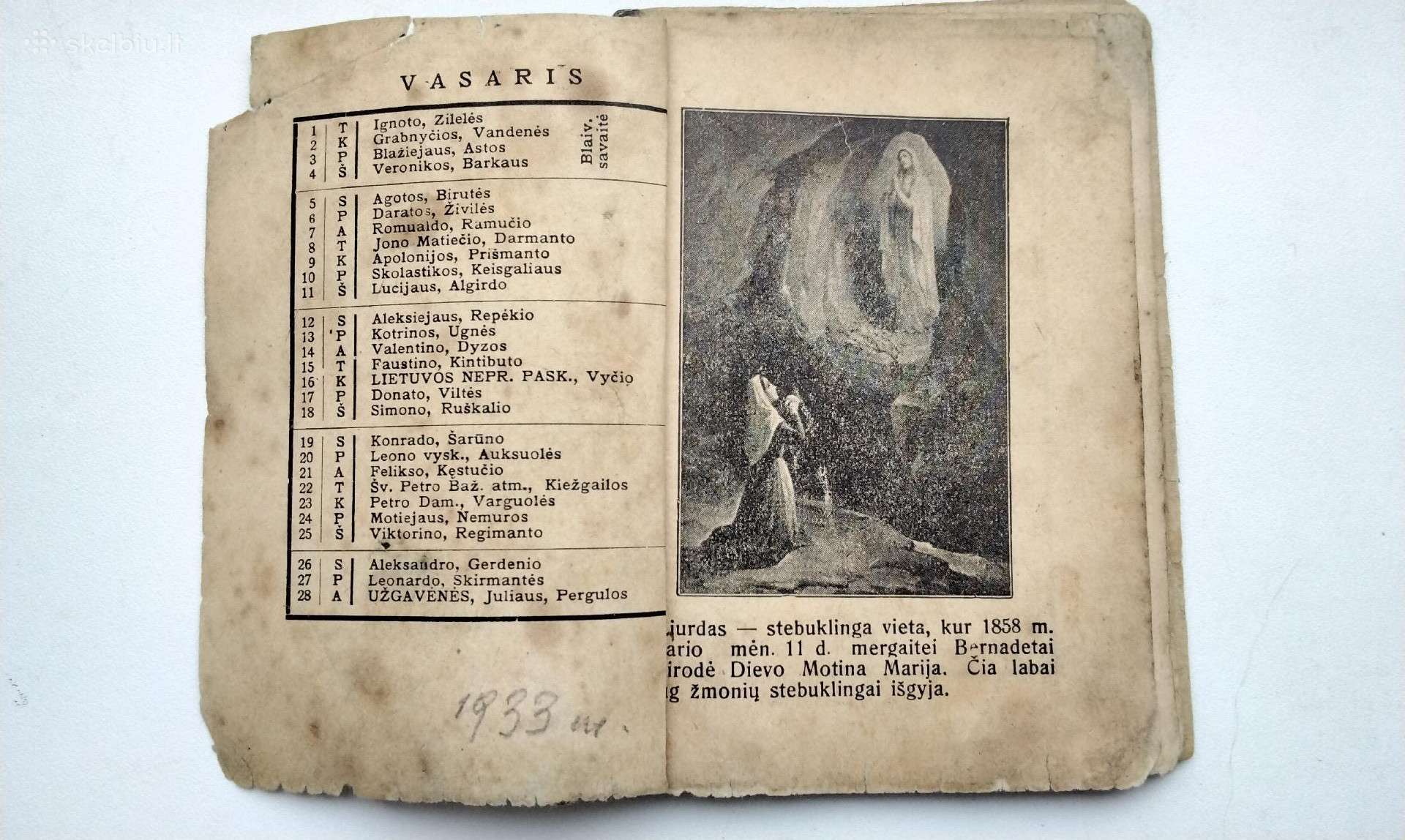 Angelaičio knygelė. 1933 m.