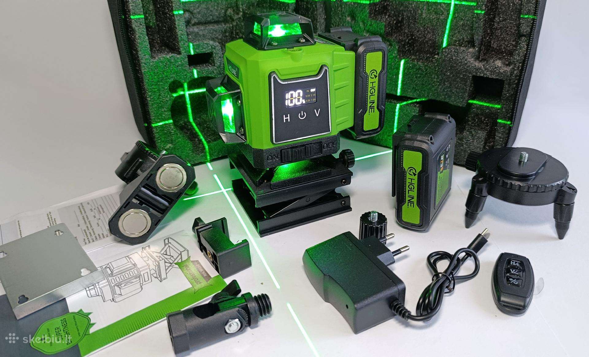 Lazerinis nivelyras 4d 16 linijų 2bat