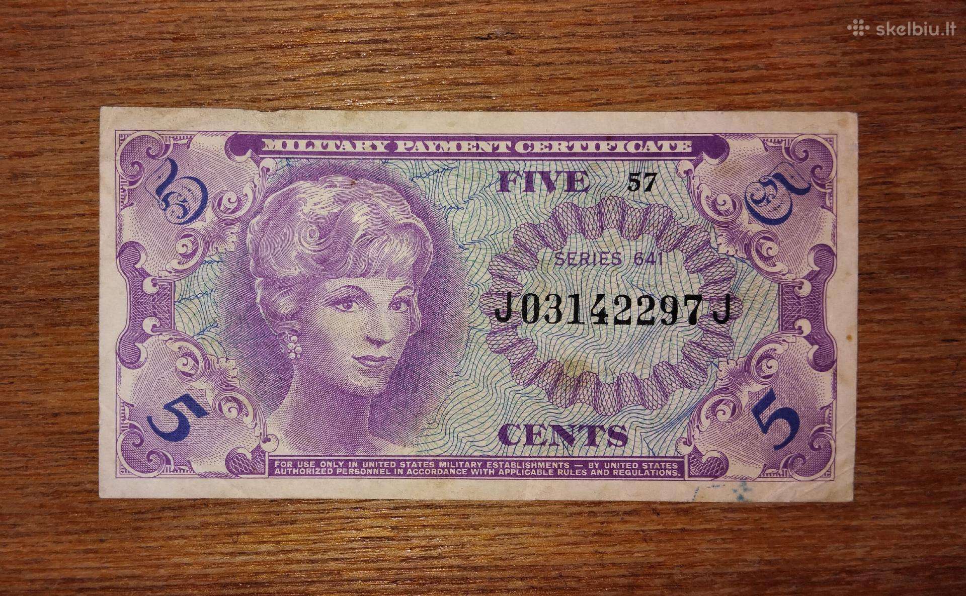 JAV 5 centu banknotas