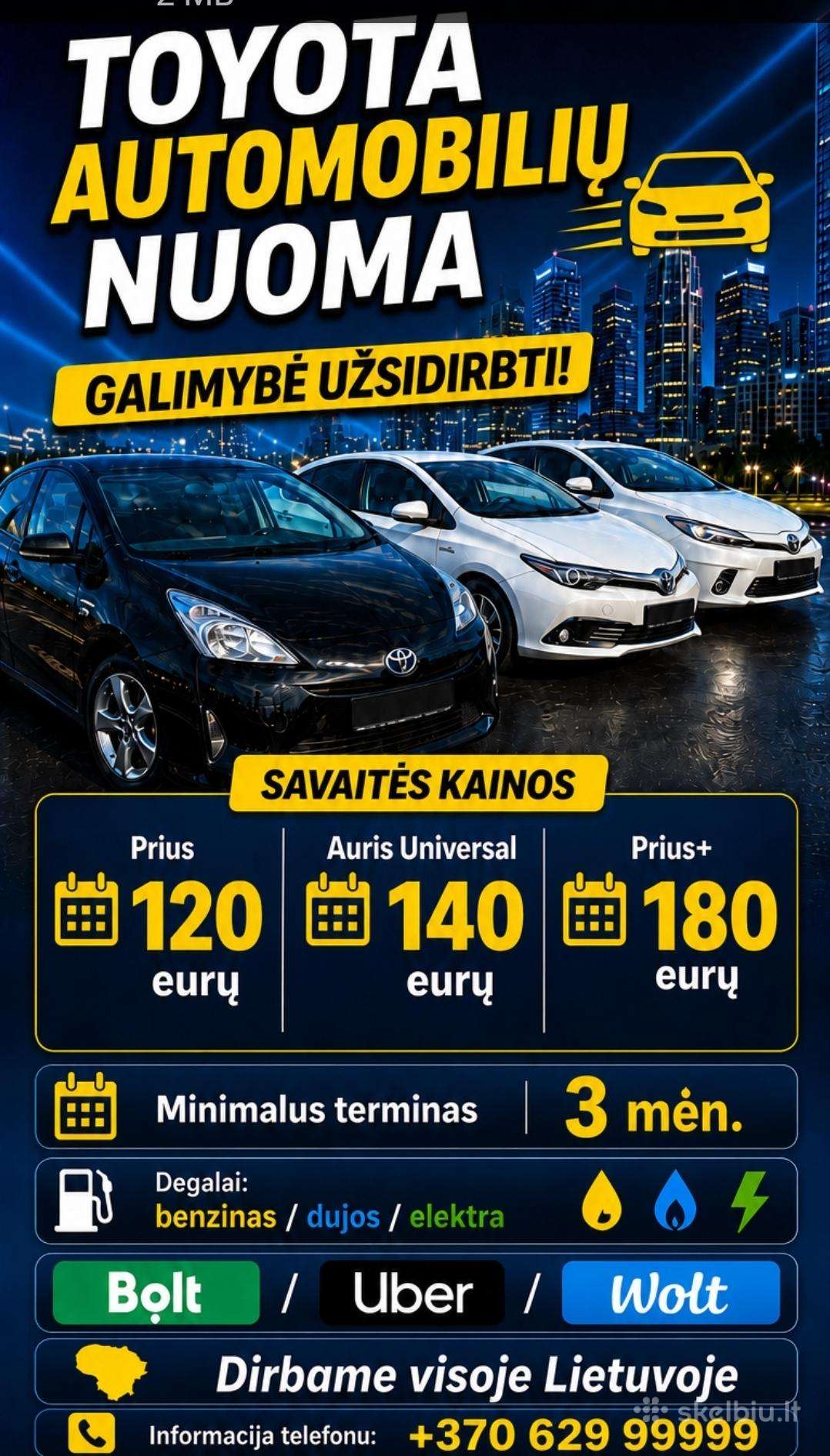 Nuoma po visą Lietuvą Prius ir Auris 120/140 e