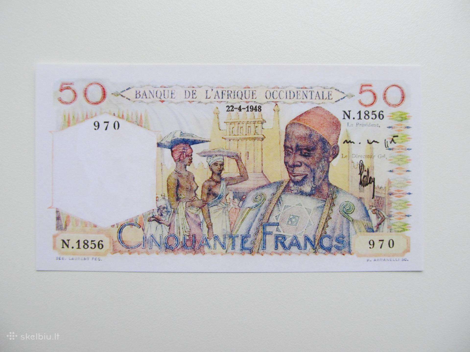 50 franku , Prancūzijos Vakarų Afrika , 1948