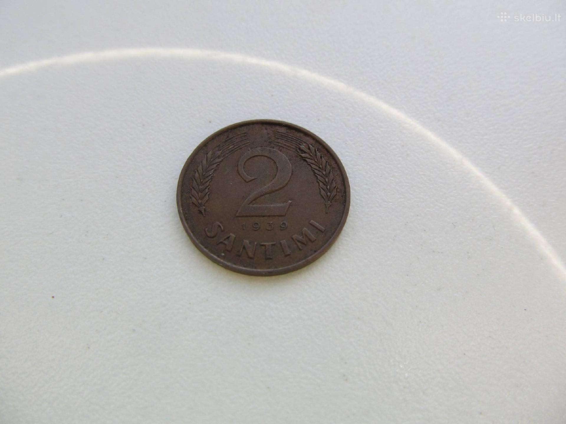 2 santimi , Latvija , 1939 .