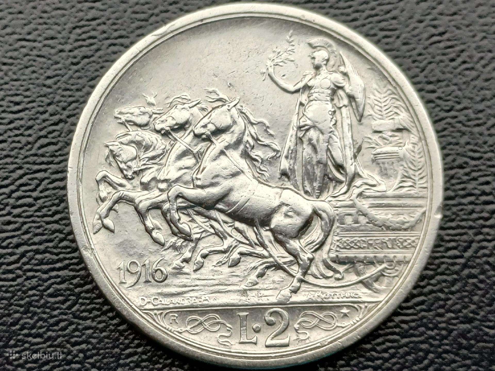 2 liros 1916m. Italija sidabras