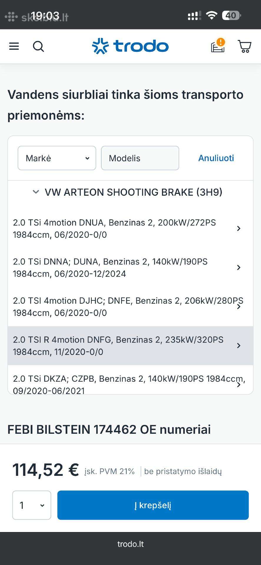 Volkswagen Arteon engine cooling parts