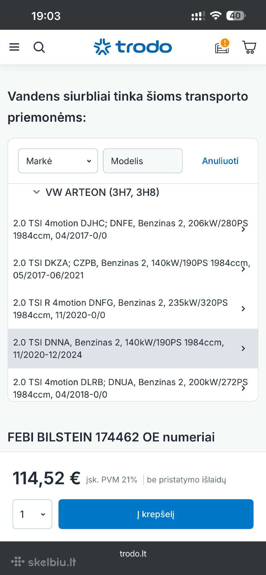 Volkswagen Arteon engine cooling parts
