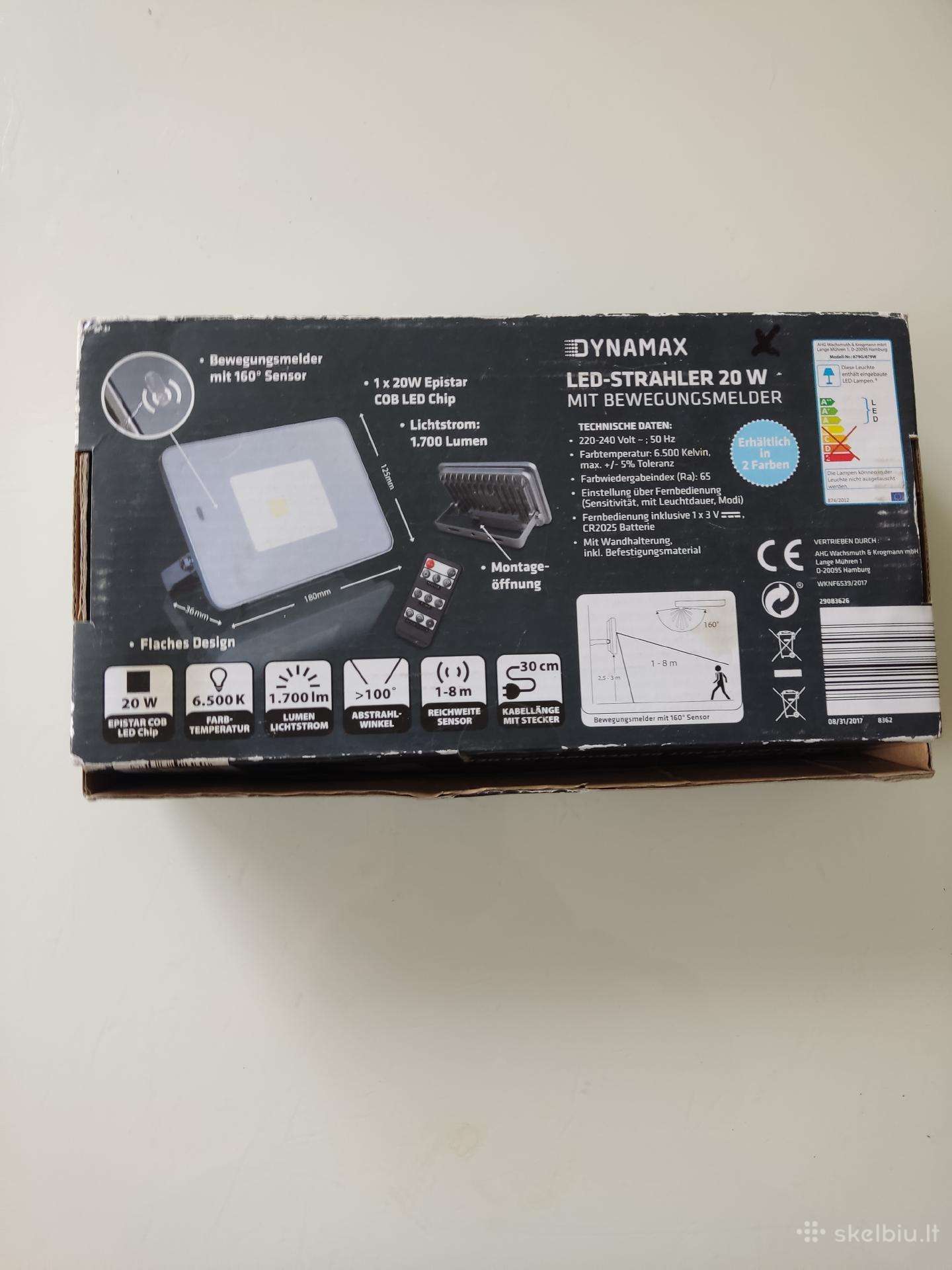Dynamax 20w LED prožektorius su judesio jutikliu.