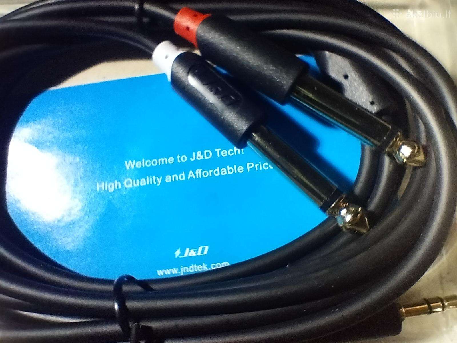 J&d 2x 6.35/3.5 mm audio kabelis