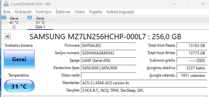Samsung Mz7ln256hchp-000l7 256 GB SSD