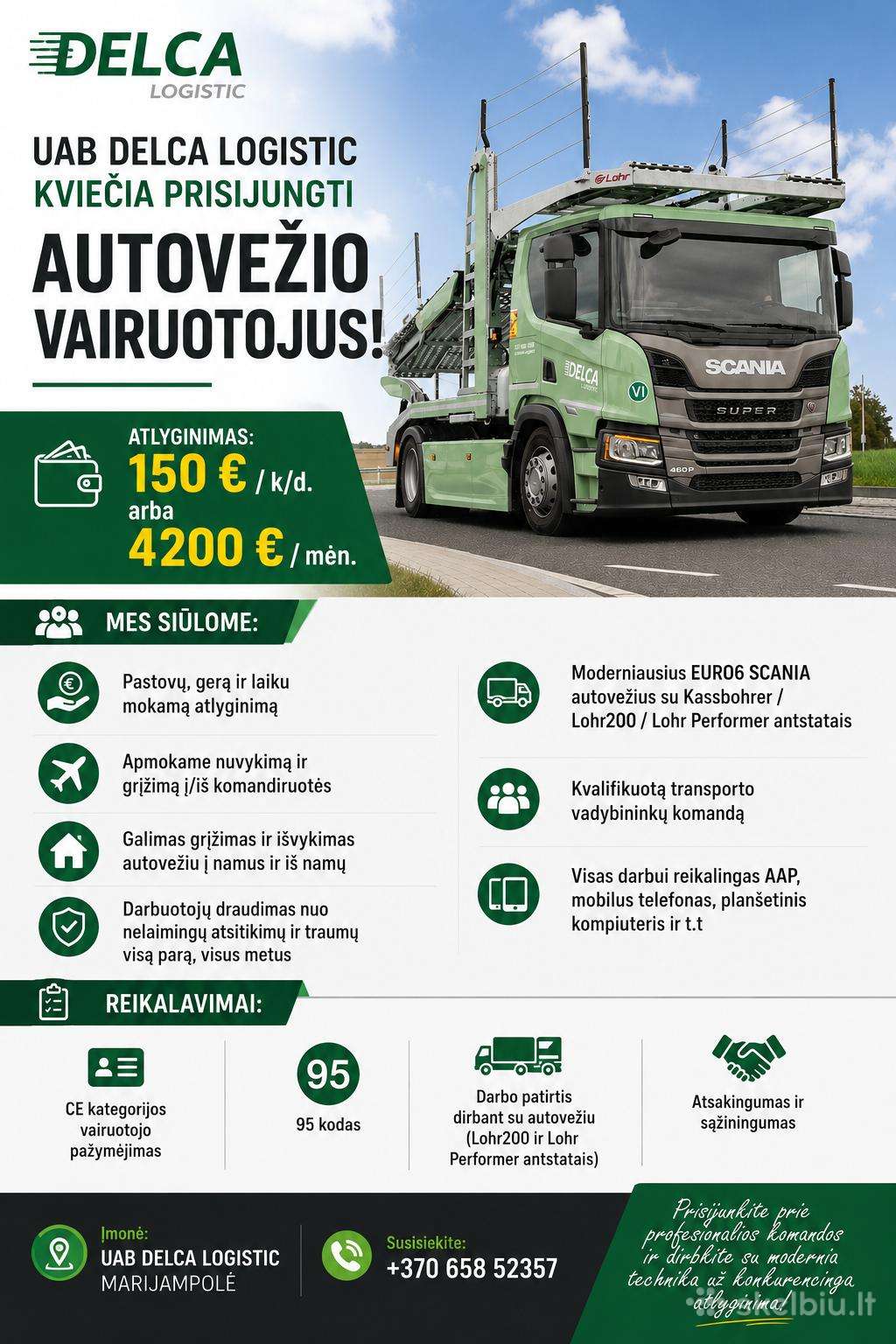 Ieškome autovežio vairuotojo