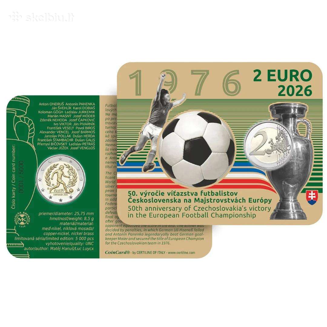 Proginės 2 eurų monetos Bu Proof kortelėse