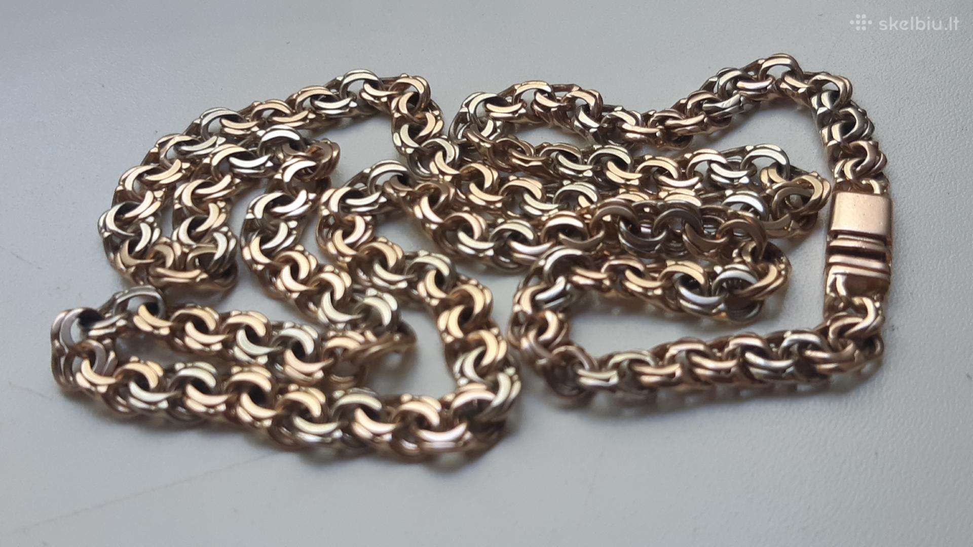 Bismark auksine grandinele raudono su baltu 38,6gr