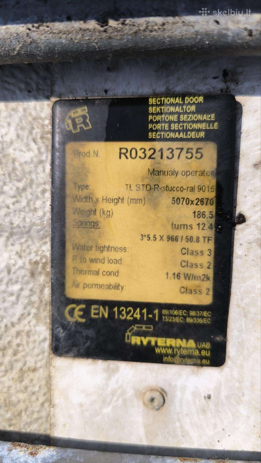 Garažo vartai 5070x2670mm. Ryterna R03213755