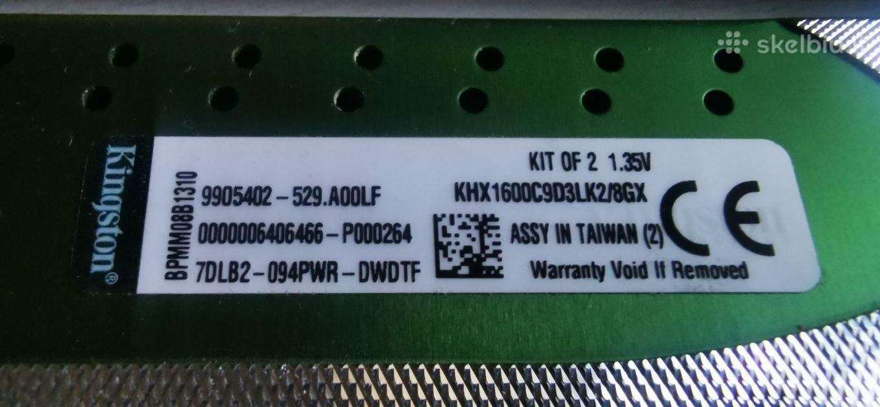 Operatyvioji atmintis (RAM) Dd3 2x4 GB