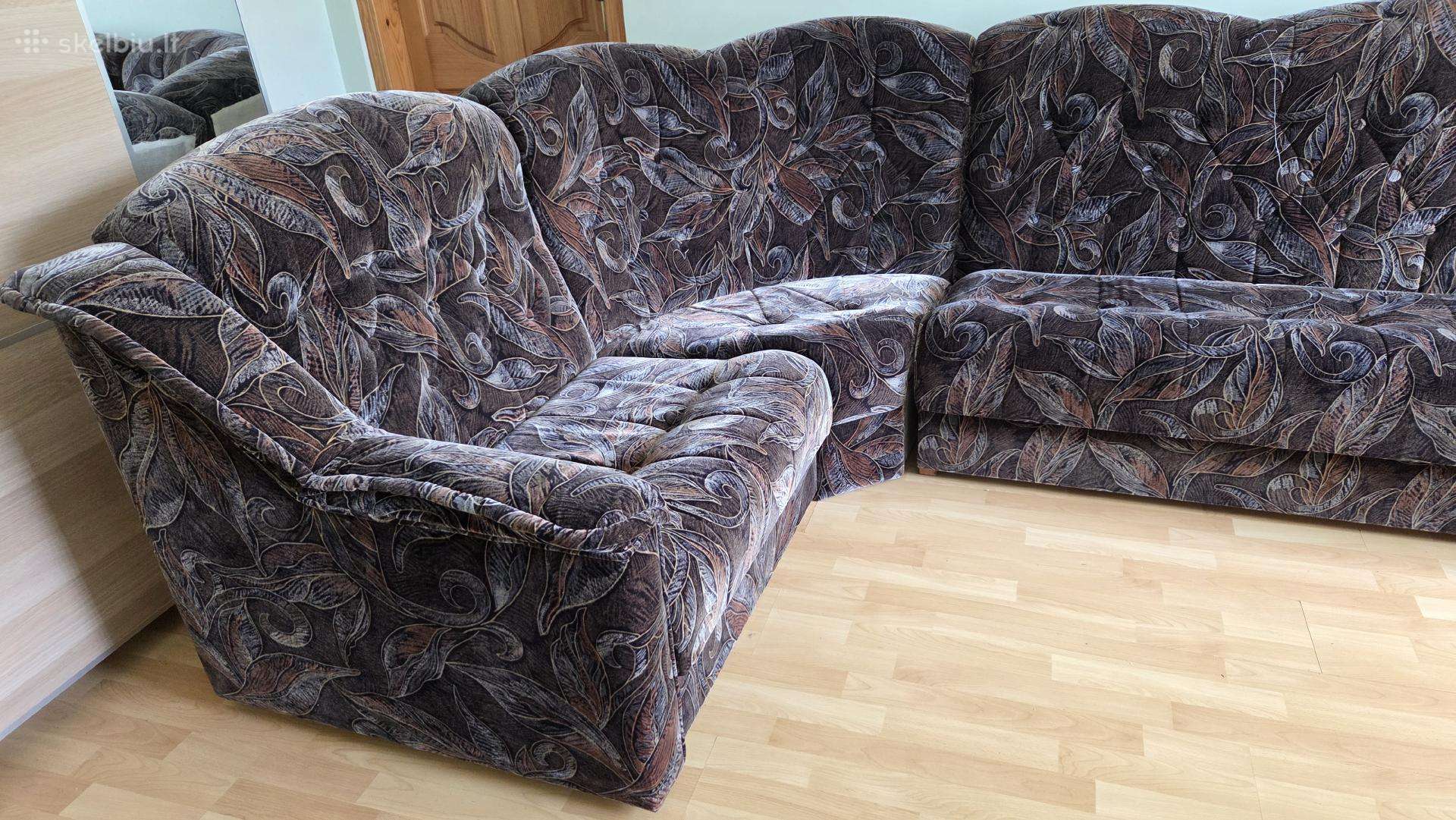 Minkštas kampinis komplektas – sofa-lova