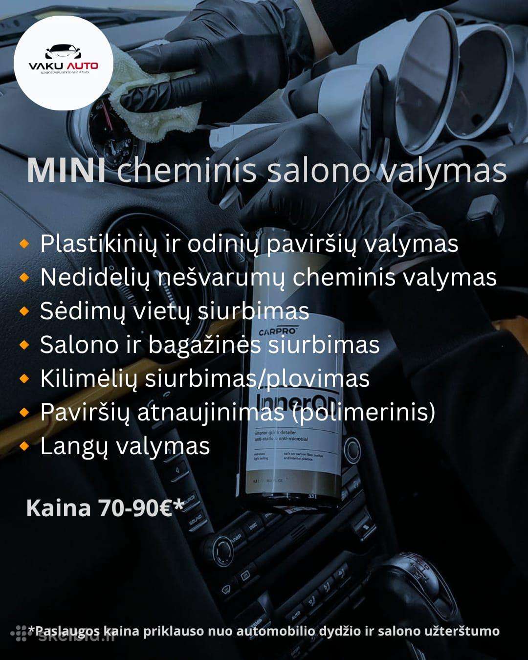 Cheminis ir detalus salono valymas Vakuauto