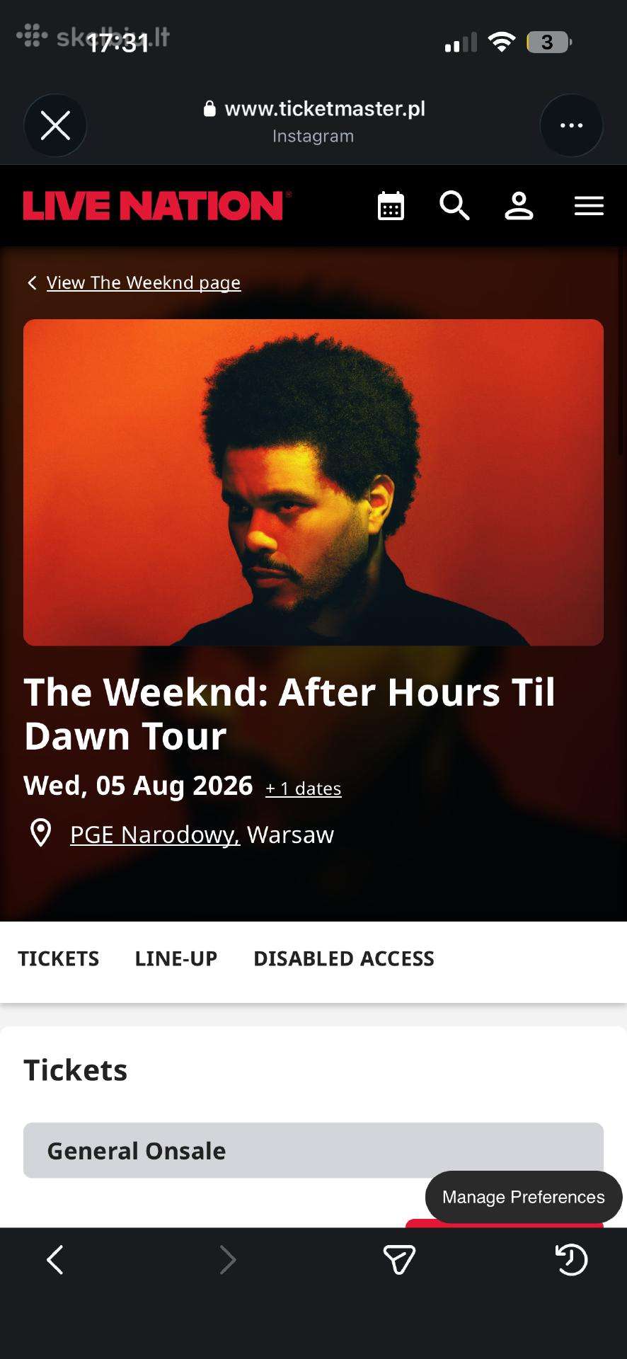 Parduodu 2 bilietus į The Weeknd Varšuvoje