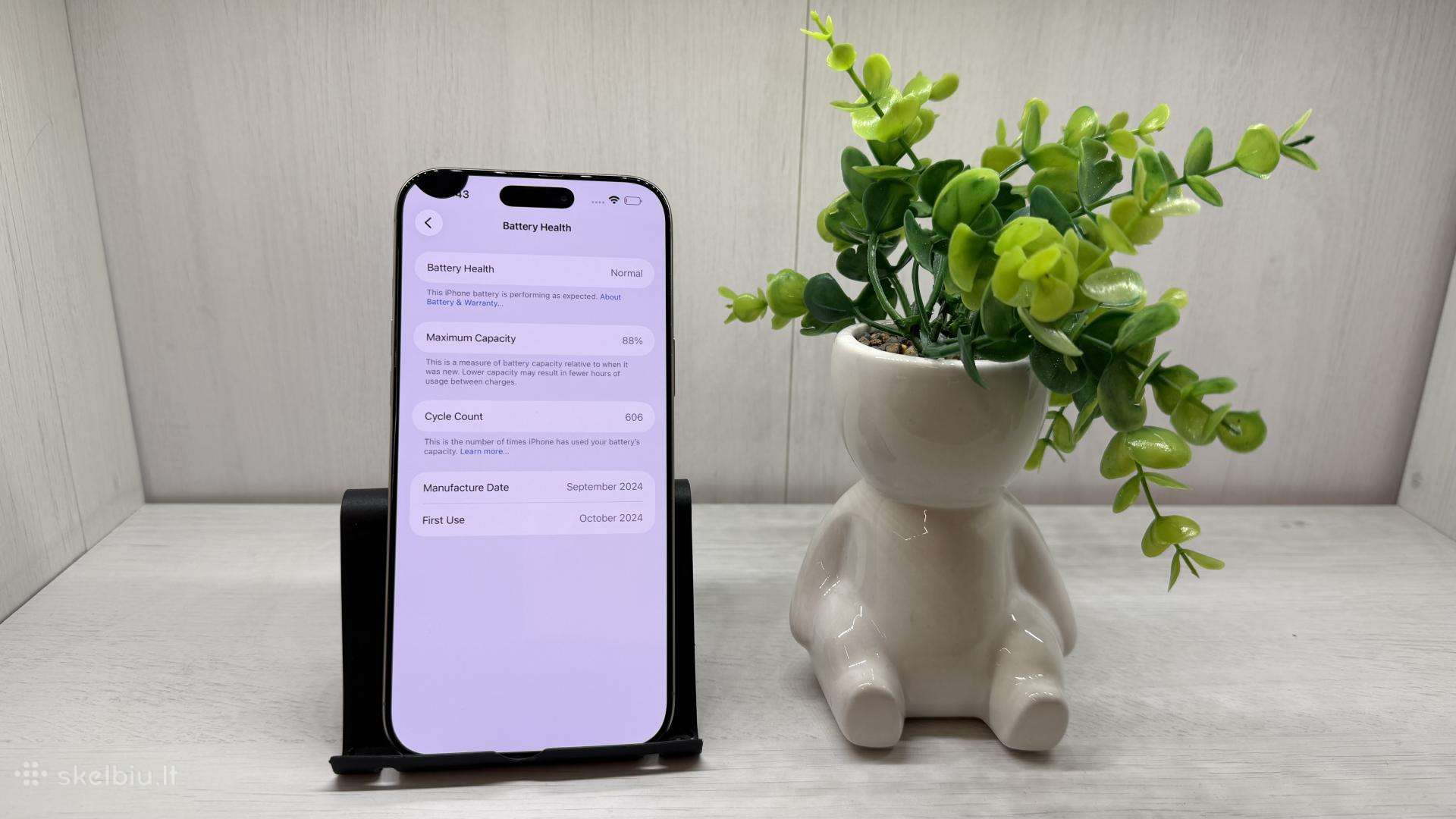 iPhone 15 pro -100% baterija, be Face Id garantija