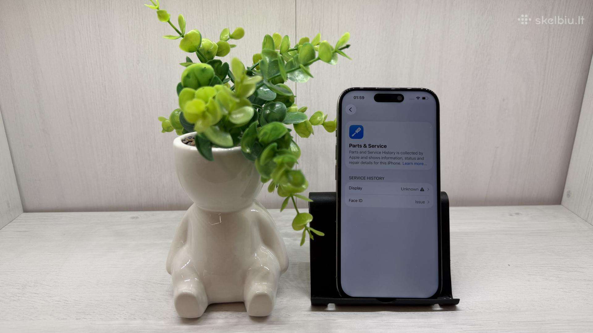 iPhone 15 pro -100% baterija, be Face Id garantija