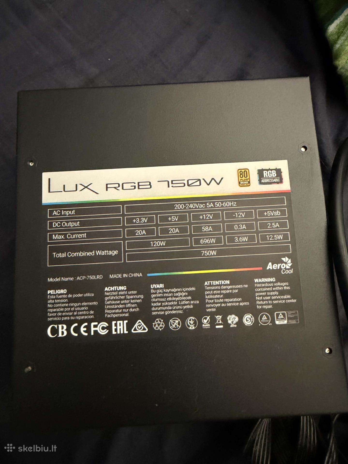 Maitinimo Blokas Aerocool Lux Rgb 750w