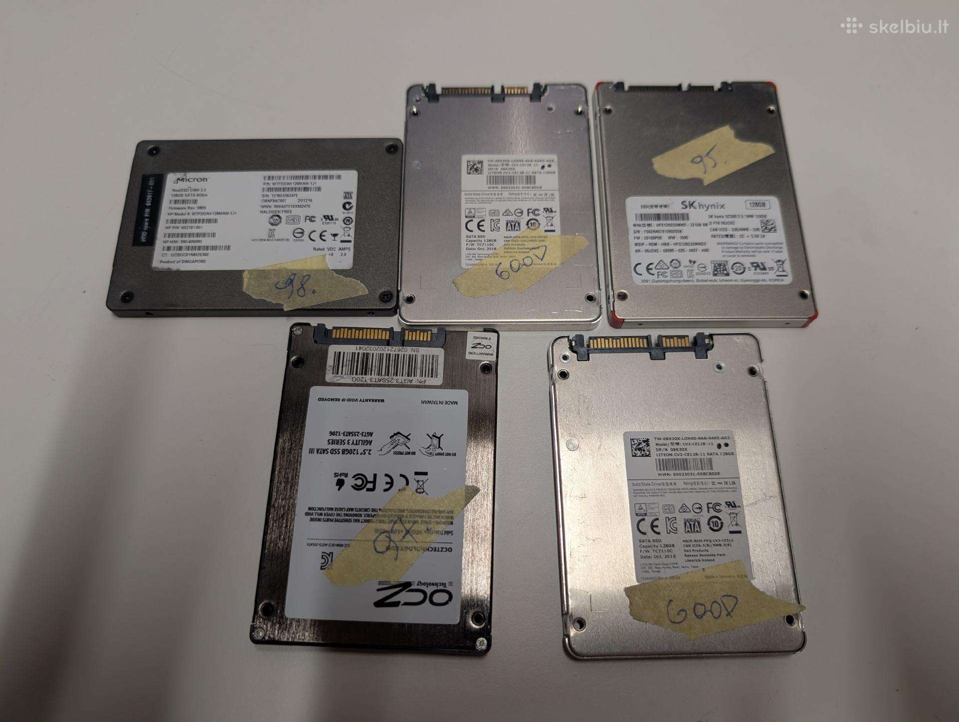 5x128gb SSD diskų 5vnt