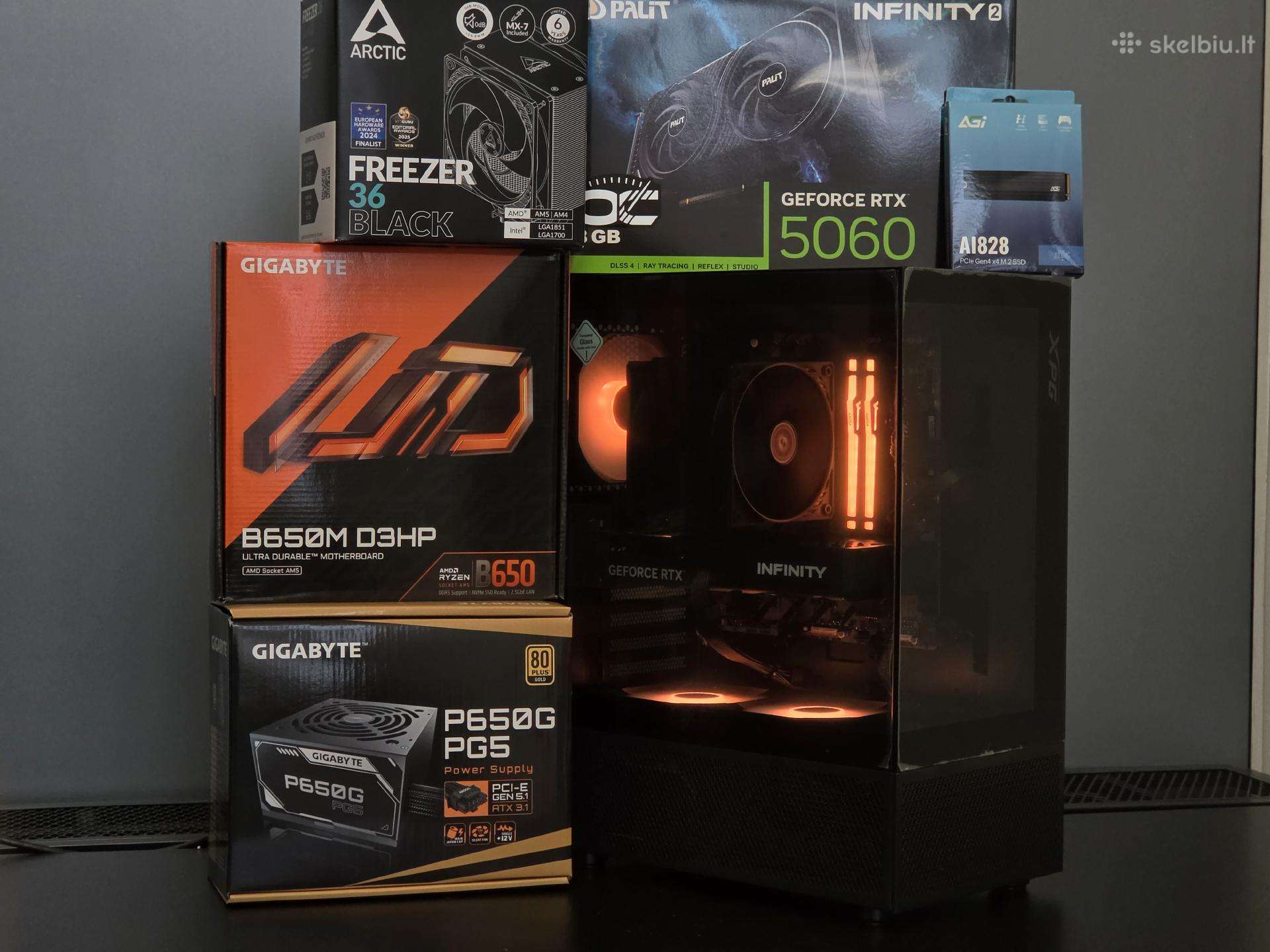 Rtx 5060 Kompiuteris su Ryzen 5, 16gb, 1tb