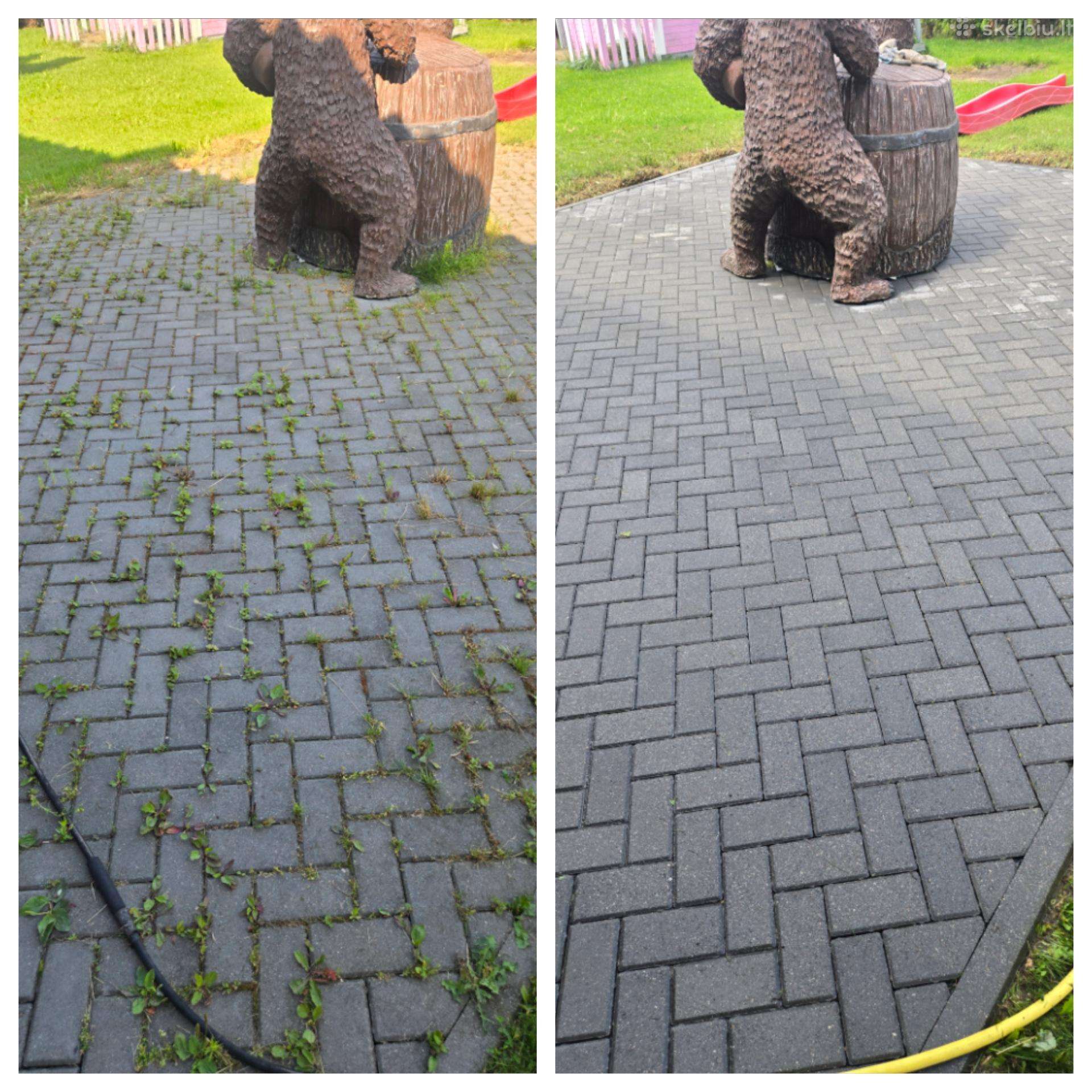 Trinkelių, fasadų, terasų, tvorų plovimas, valymas