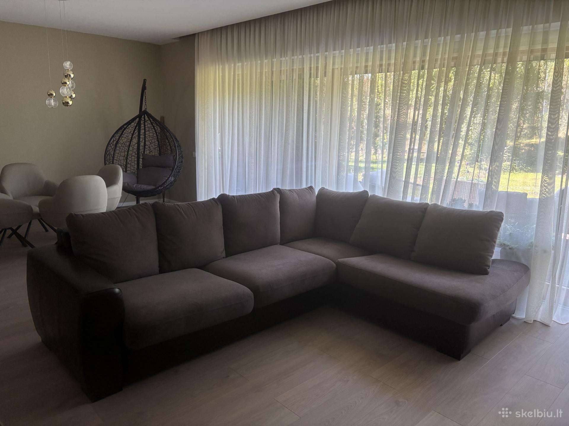 Parduodama kampinė sofa-lova iš naturalios odos